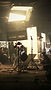 Studio lighting rig and camera set up on a production set