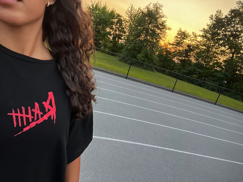 Close-up of a motivational t-shirt with bold lettering