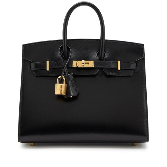 Black Box Calf Sellier Birkin 25 Gold Hardware