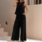 Ensemble deux pièces pantalon chemise unie