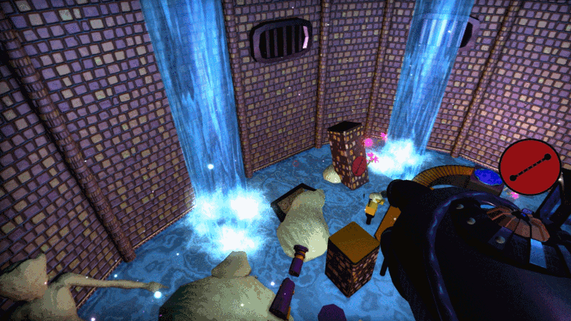 Water and waterfall effects filling up room. Made in Unity for Rewired.
