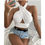 Miniature : Women Summer Tank Tops Solid Cross Halter Camis Backless Crop Tops Female