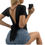 Miniature : Sexy Backless Back Hollow Out Lace -up T Shirt Women Short Sleeves Bottoming Shi