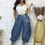 Миниатюра: CM.YAYA Women Streetwear Drawstring Fashion Fly Denim Pants 2024 Autumn Loose Sa