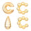 Миниатюра: 4Pc/set Vintage Geometric Clip Earring Women Trendy Glossy C Shape No Piercing F