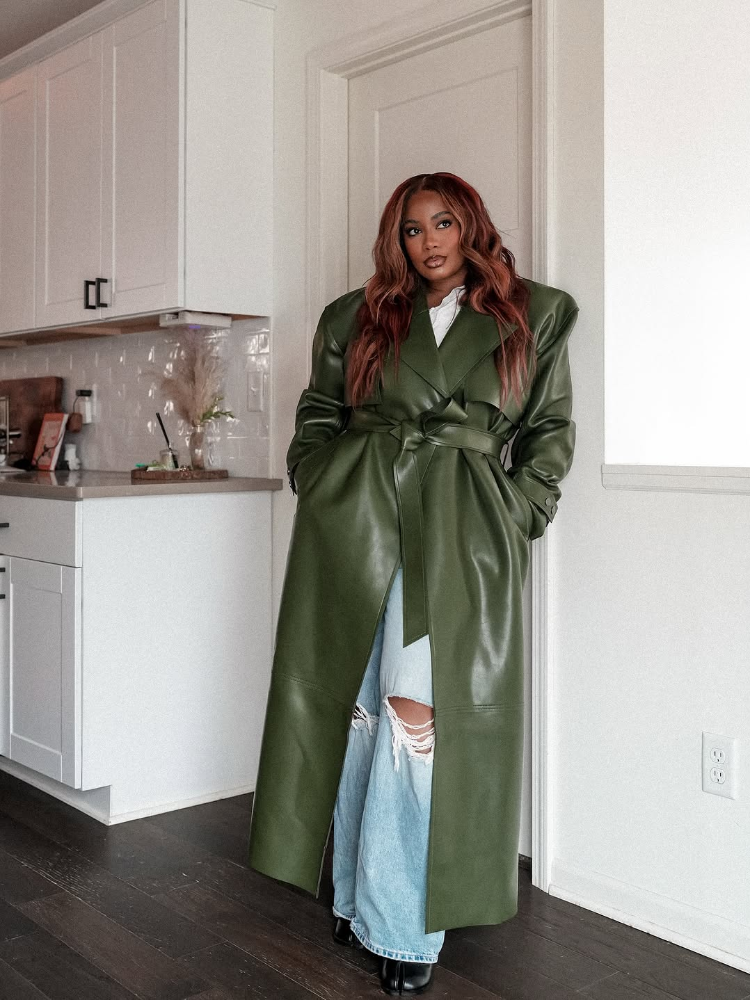 Street Pu Leather Women Long Coat Y2K Solid Belt Lapel Pocket Full Sleeve Female