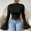 Miniature : Mia Muse Women's Bodysuits Autumn Korean Solid Color Long Sleeve Round-Neck Casu