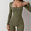 Miniature : Women Skinny Jumpsuits Autumn Casual Long Sleeve Square Neck Solid Color Slim Fi