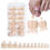 Миниатюра: 120Pcs Glossy Nude Pink French Press-On-Toenail Set 1*Box Short French Square  F