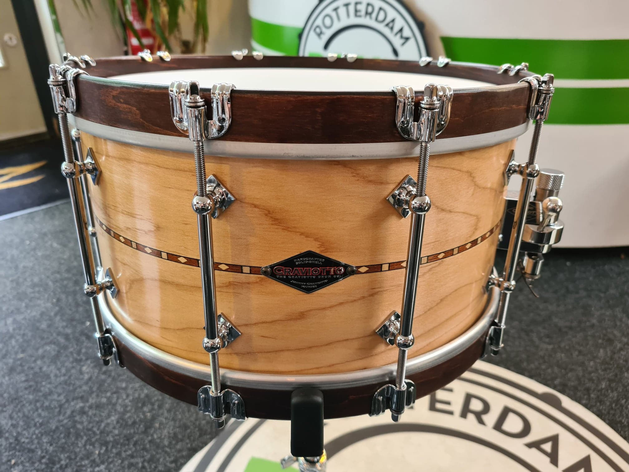 Craviotto 14x7 Maple w/ Walnut inlay w/ Woodhoops