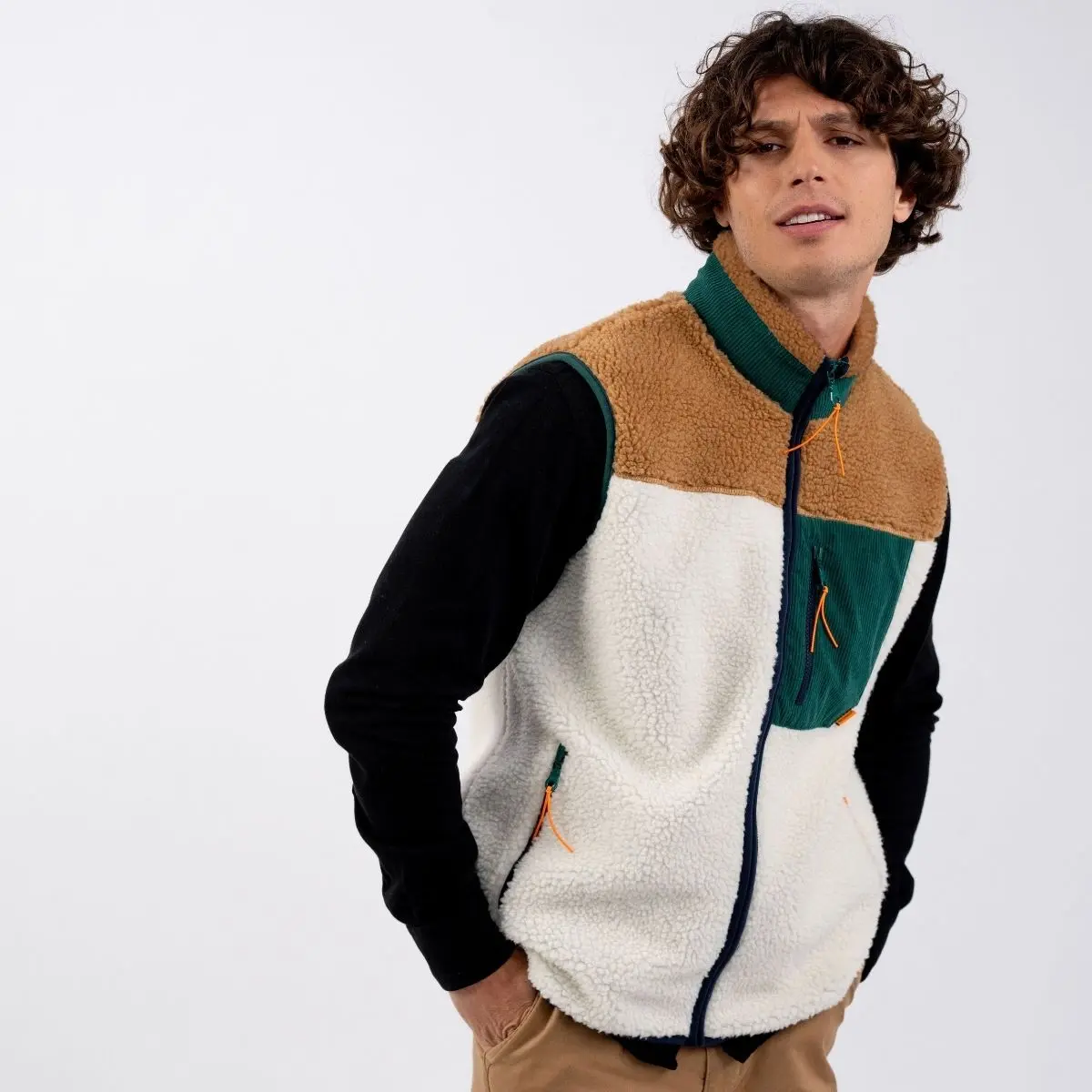 Pistache Sleeveless Zipped Sherpa Gilet