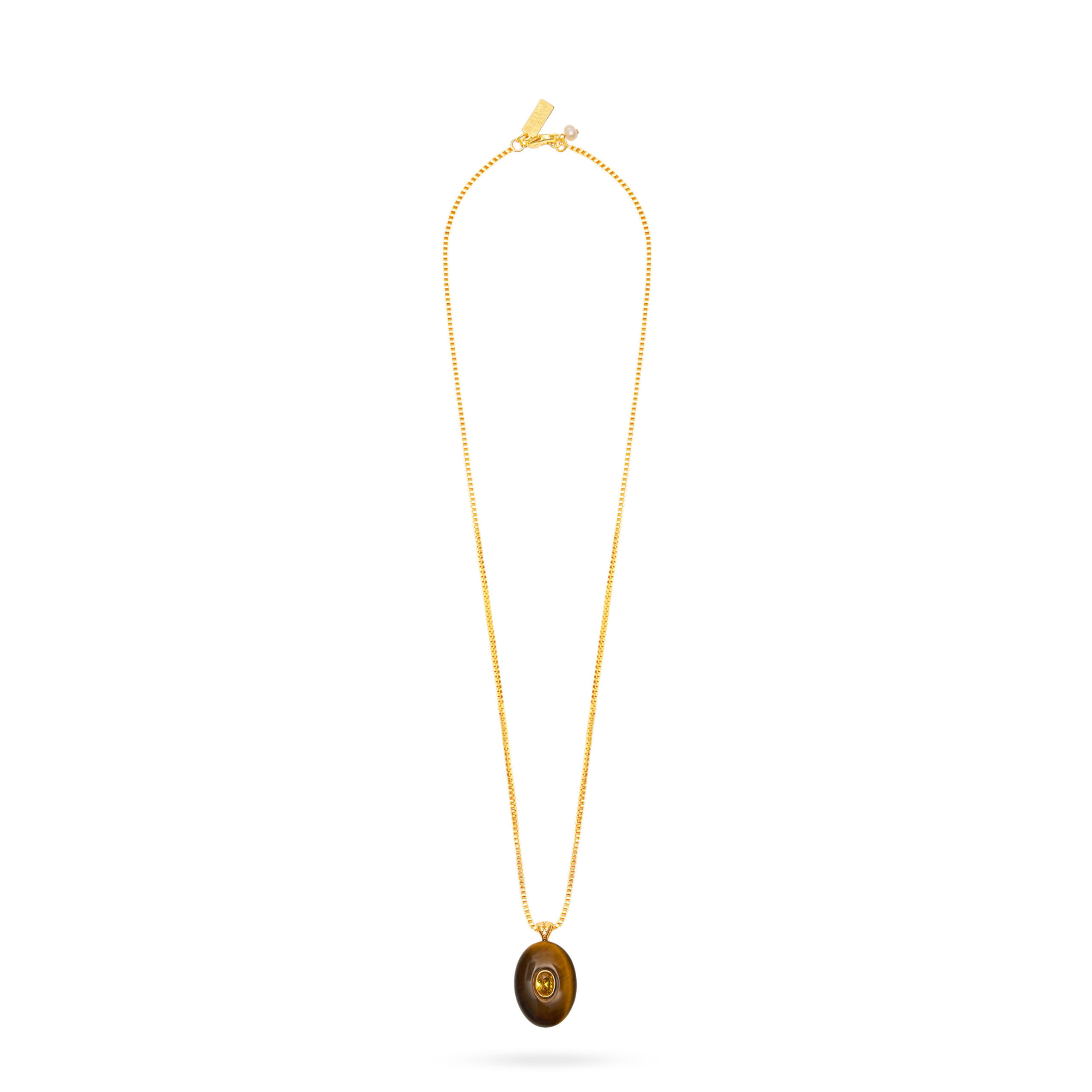Talis Chains Oval Pendant Necklace - Tiger’s Eye