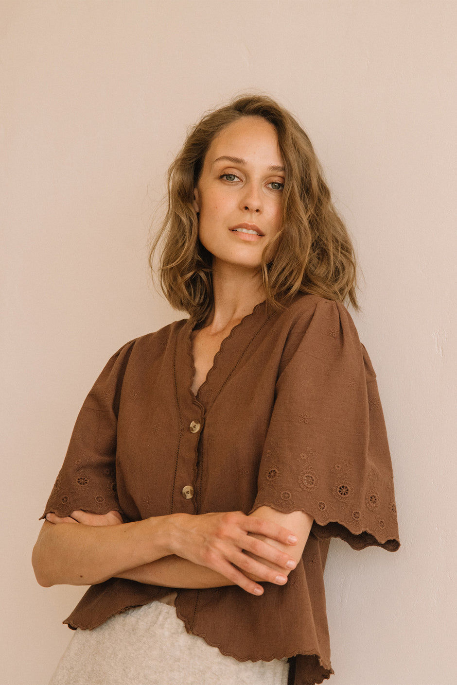 Indi & Cold Chocolate Embroidered Blouse