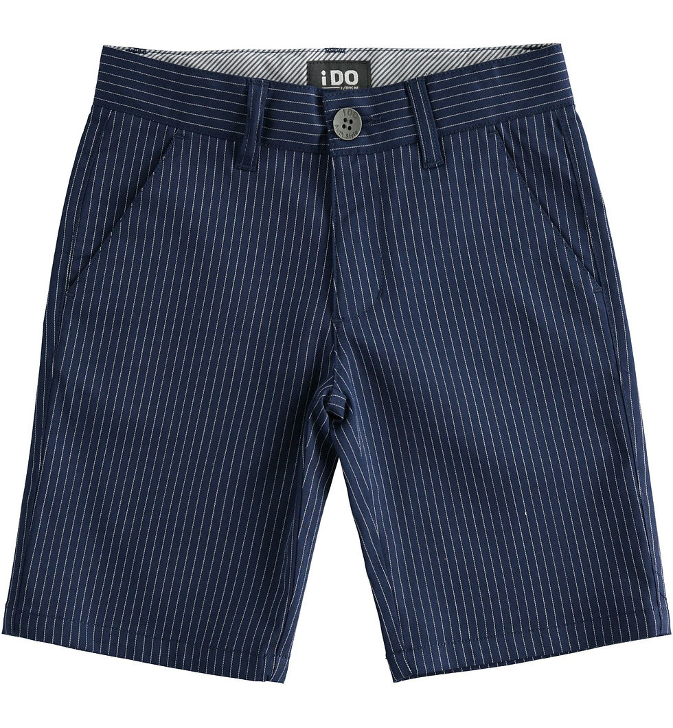Miniatura: Bermuda in cotone stretch tinto filo gessato