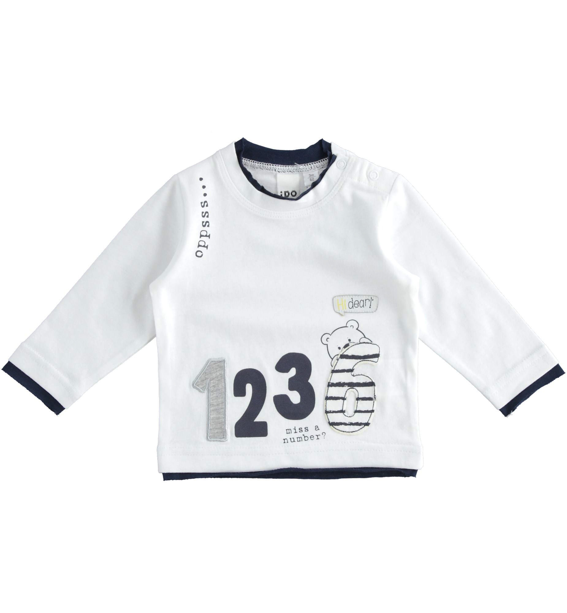 Maglietta girocollo 100% cotone con numeri