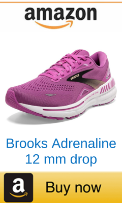 Brook Adrenaline women's running shoe with heel-to-toe drop
