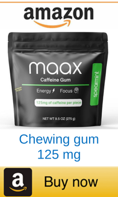 Spearmint caffeine chewing gum for runners