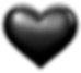 A 3D black heart with a reflective, polished surface is centered on a transparent background.