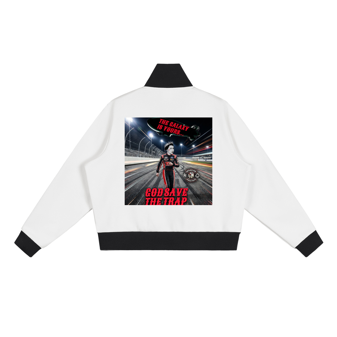 Contrast Side Stripe Fleece Cropped Track Jacket