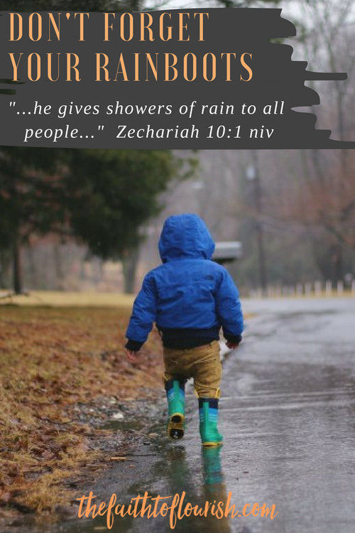 Pinterst pin of child playing in rain