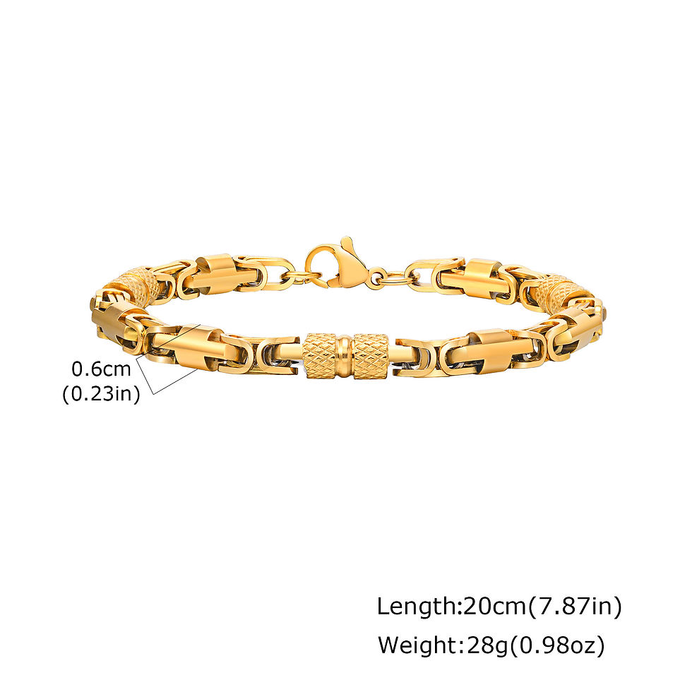 Thumbnail: Gold Color Men's Chain Bracelet,Hip Hop Stainless Steel Chunky Chain Wristband,R