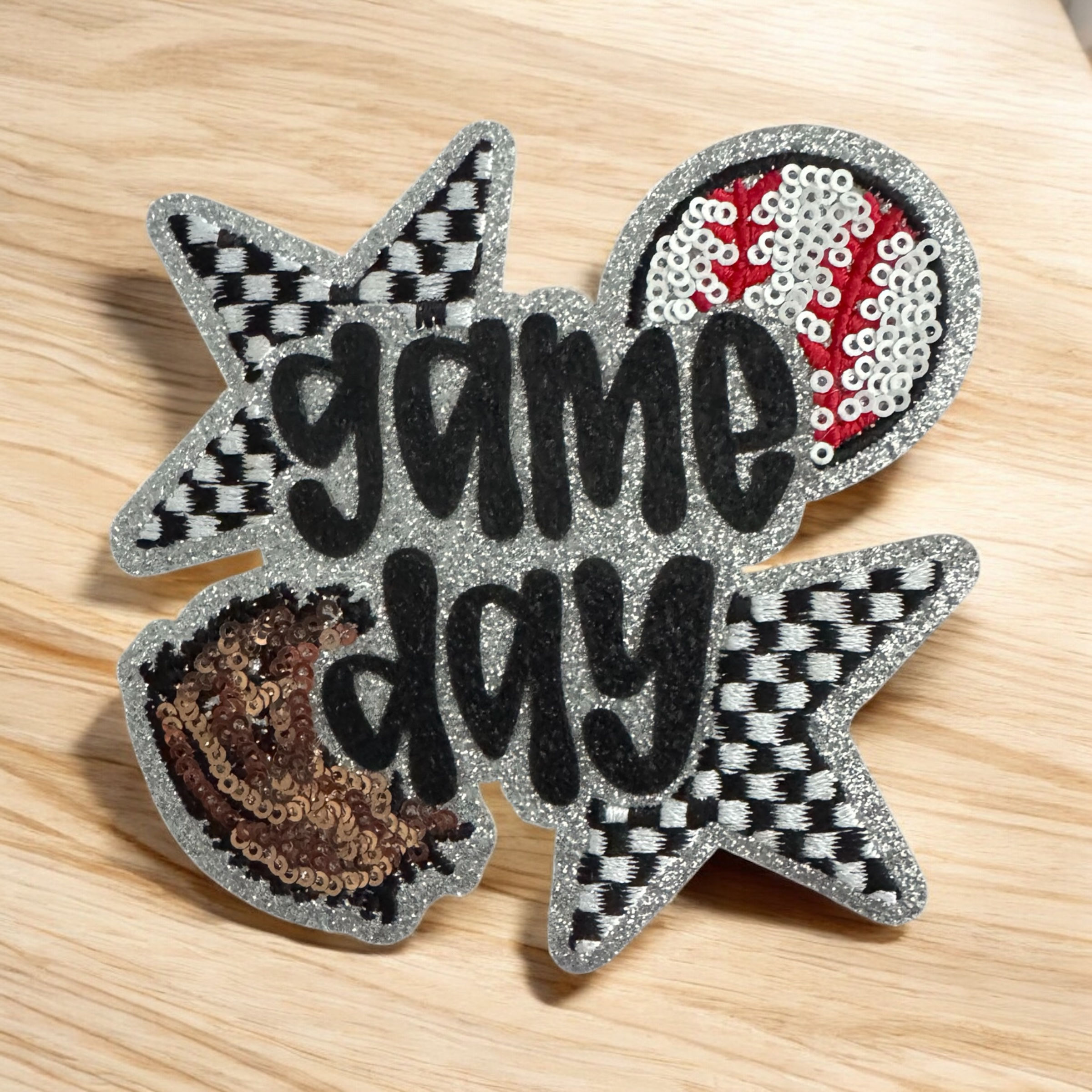 Game Day Baseball Star Sequin Patch