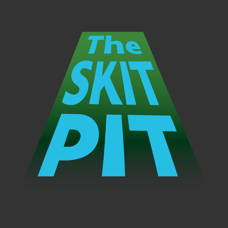 The Skit Pit logo stretched within widening pit