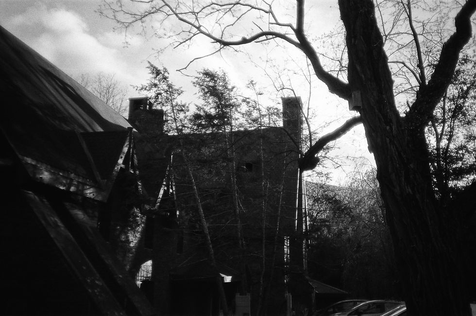 Black and White photo of the Zen Mountain Monastery