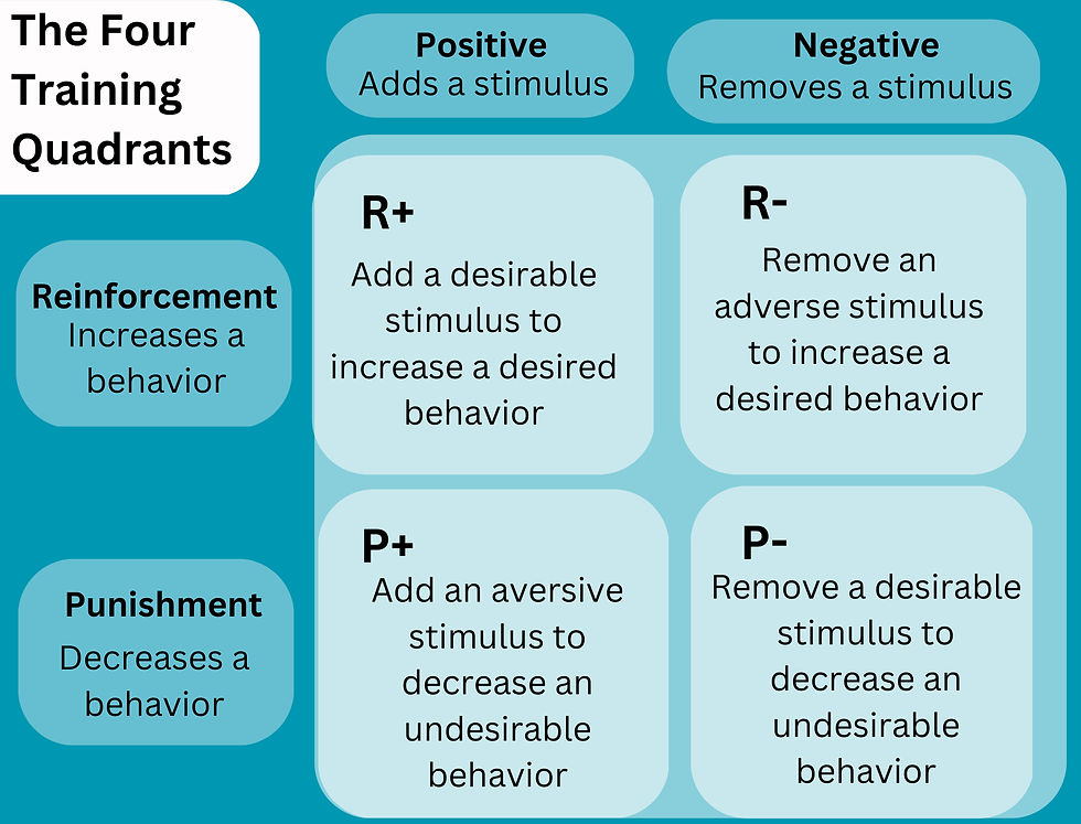 Chart detailing the four quadrants of operant conditioning