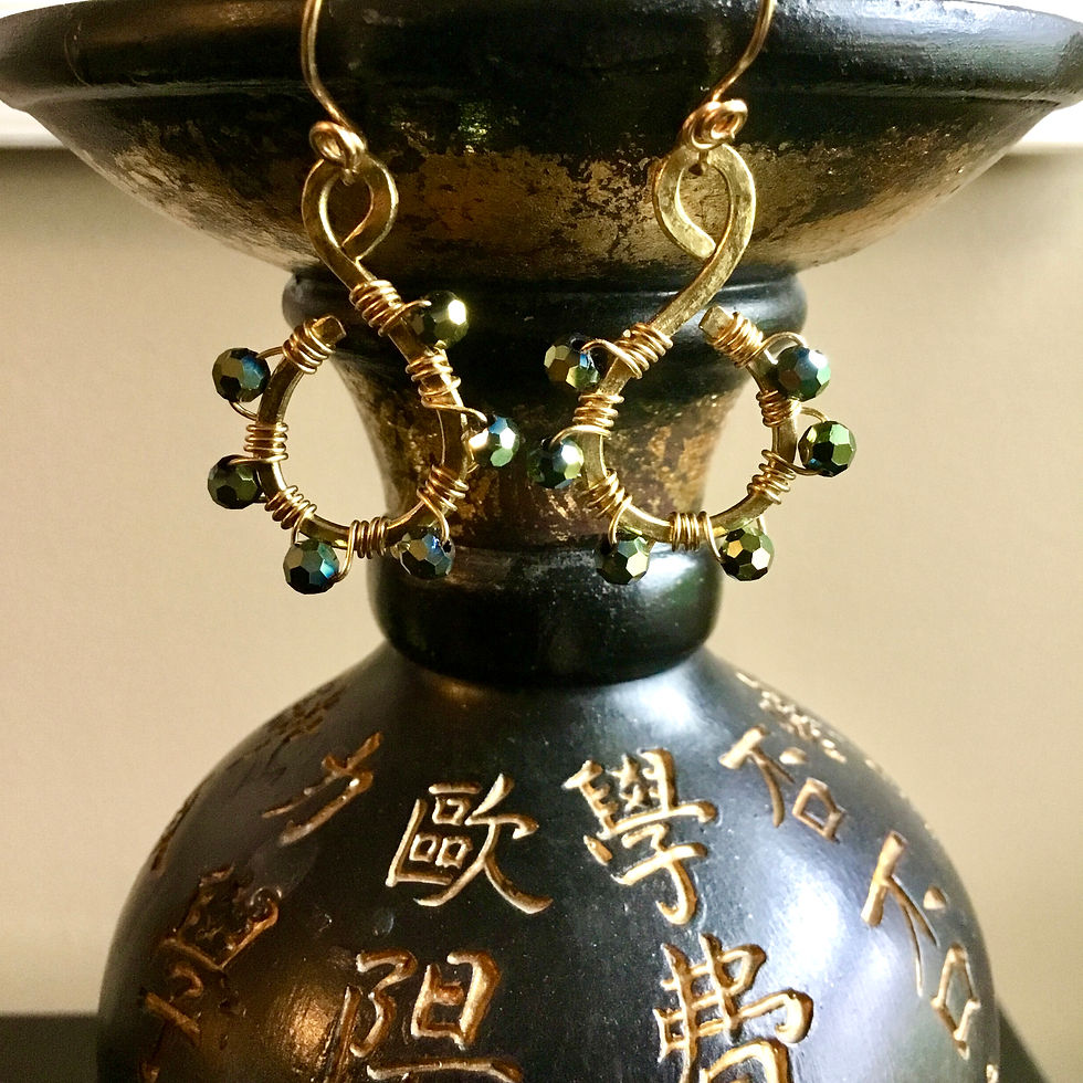 Thumbnail: Green Iris Handcrafted Earrings