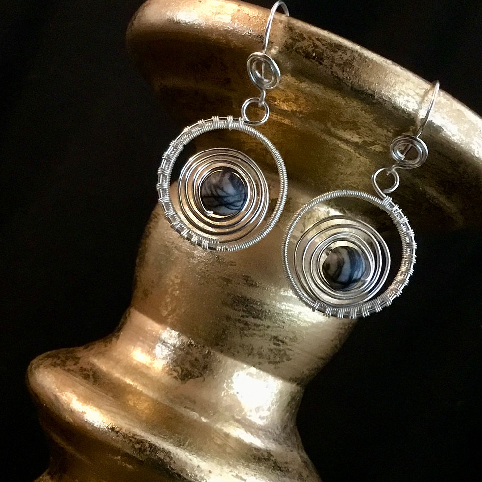 Thumbnail: Woven Circle Handcrafted Earrings