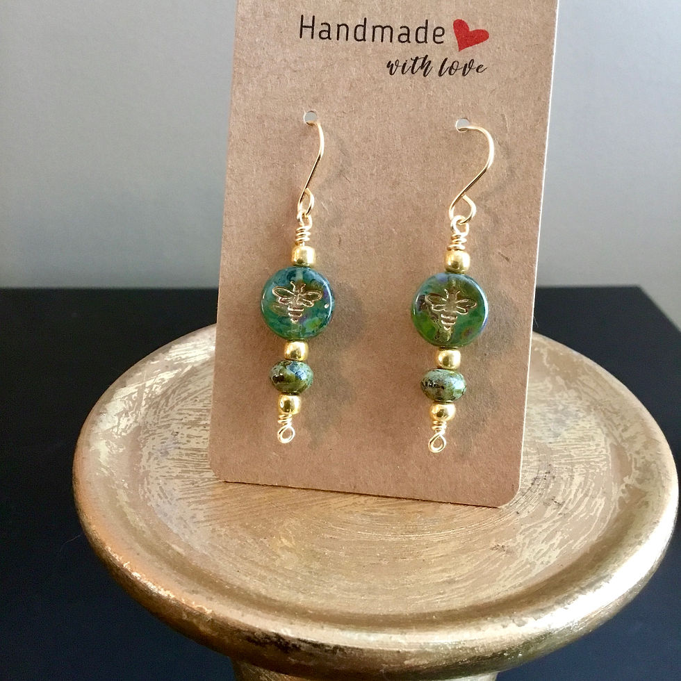 Thumbnail: Honey Bee Clover Handcrafted Earrings