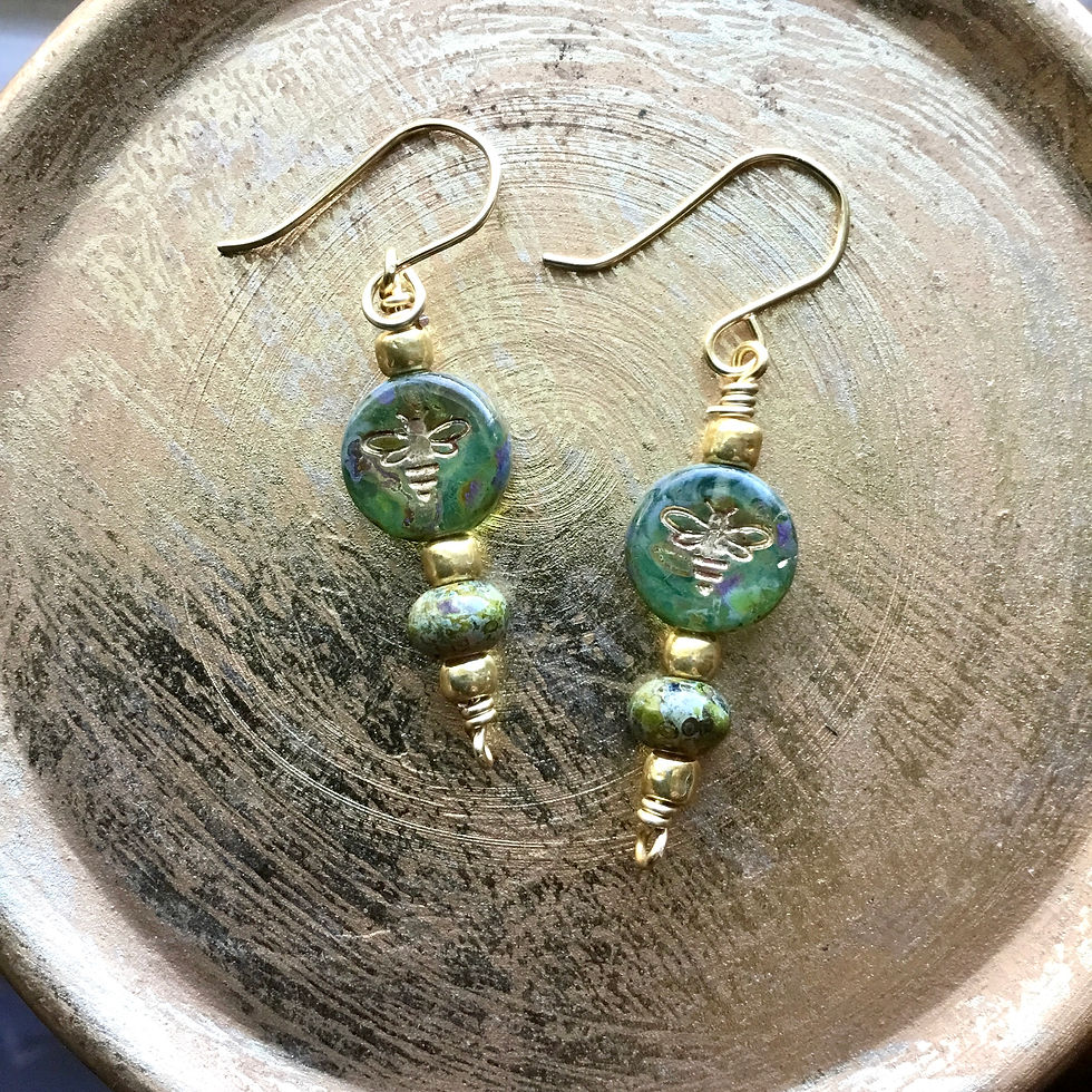 Thumbnail: Honey Bee Clover Handcrafted Earrings