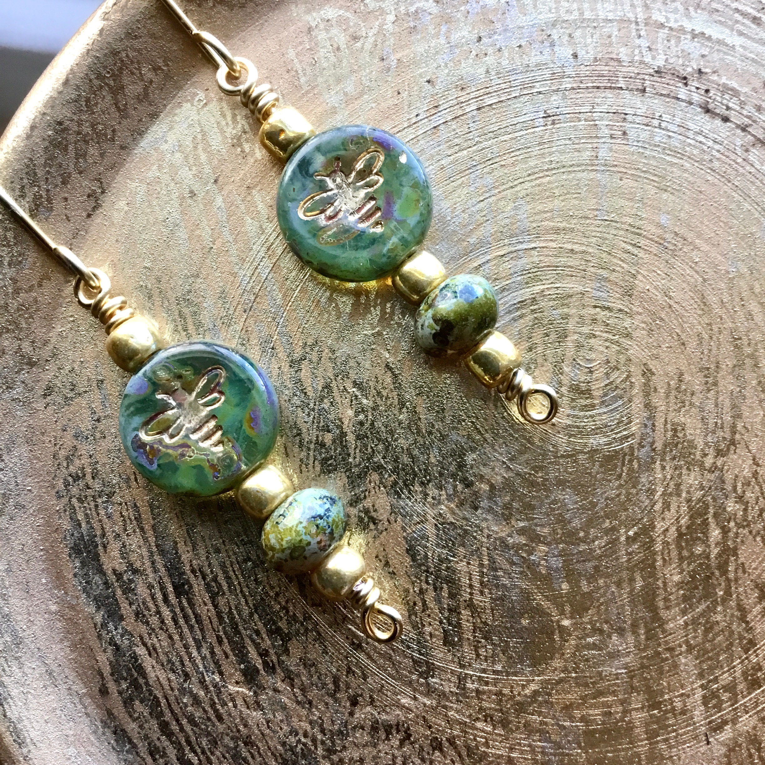 Honey Bee Clover Handcrafted Earrings