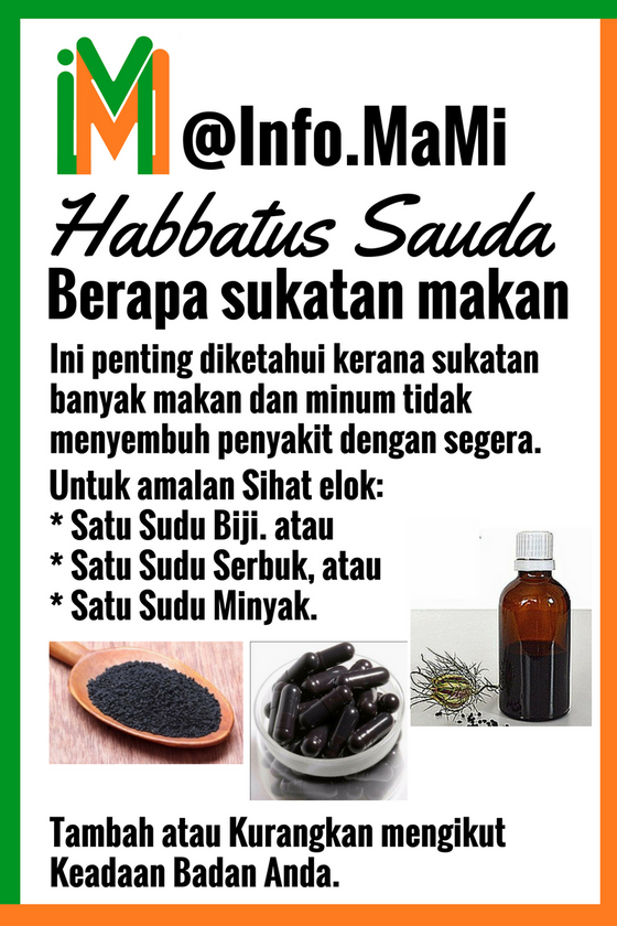 Habbatus Sauda sukatan makan & minum