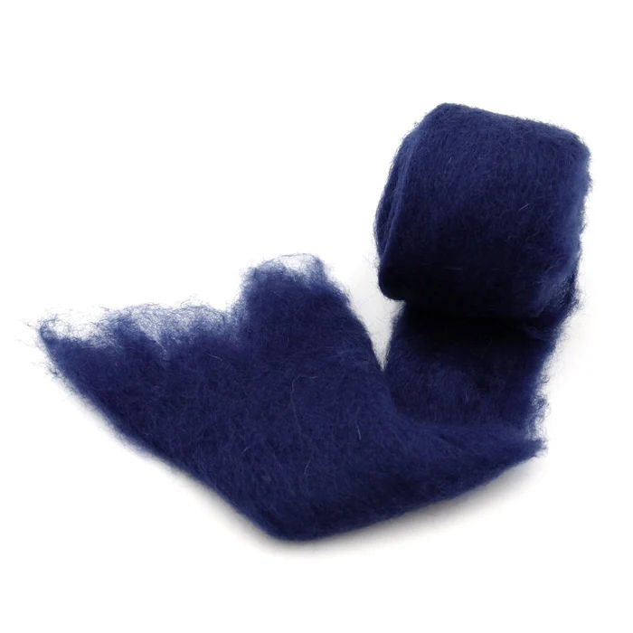 Deep Denim blue thinly carded felting wool batt