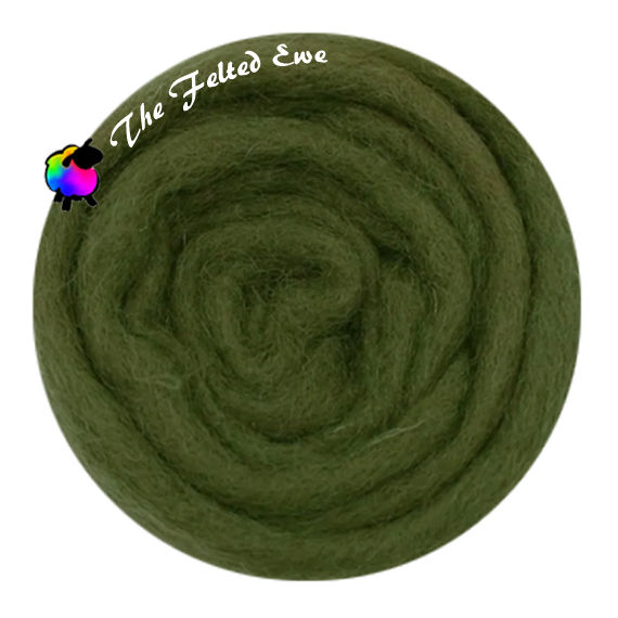 Fern Fronds Green Needle Felting Carded Wool Batt