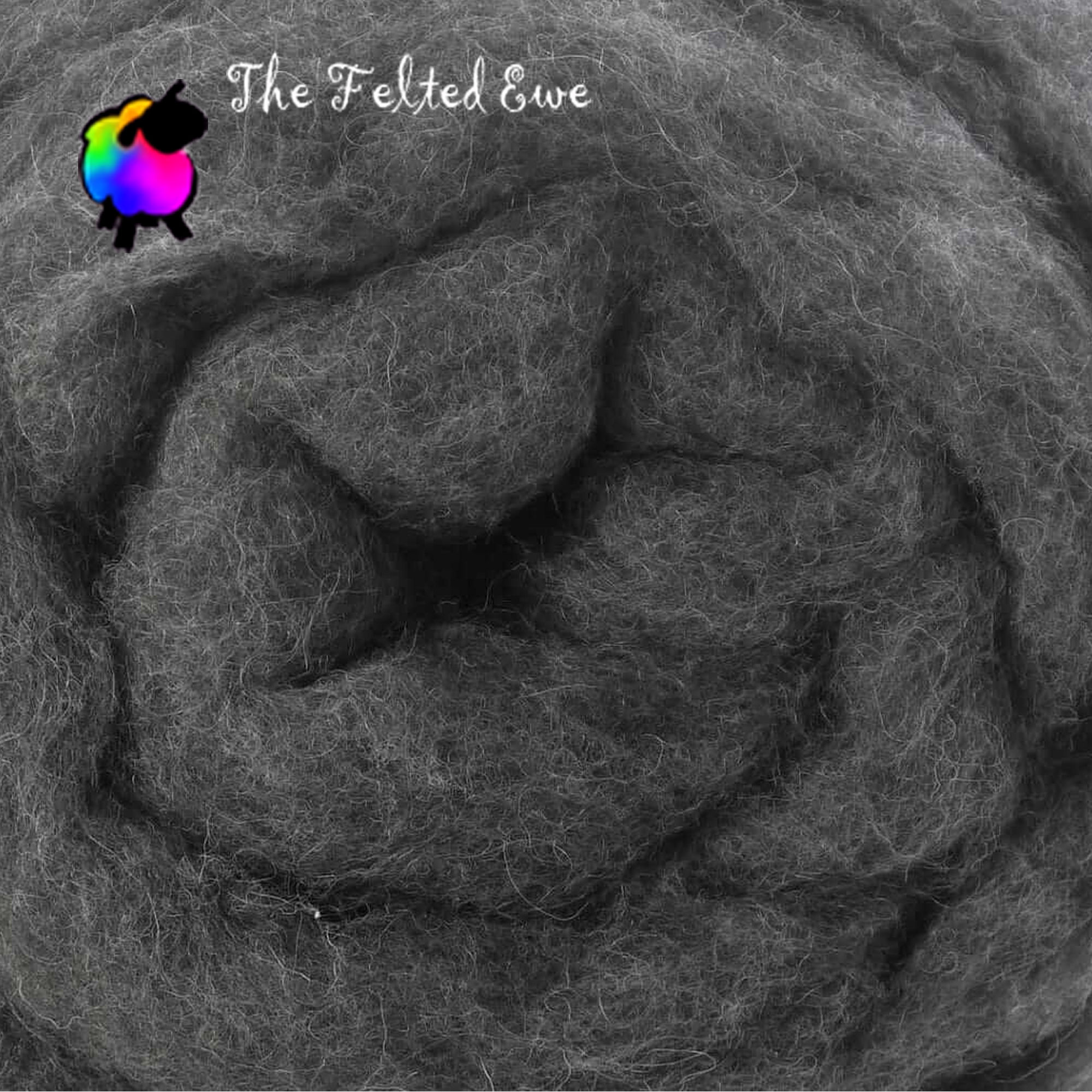 Natural Dark Gray Core Wool Batting for Needle Felting