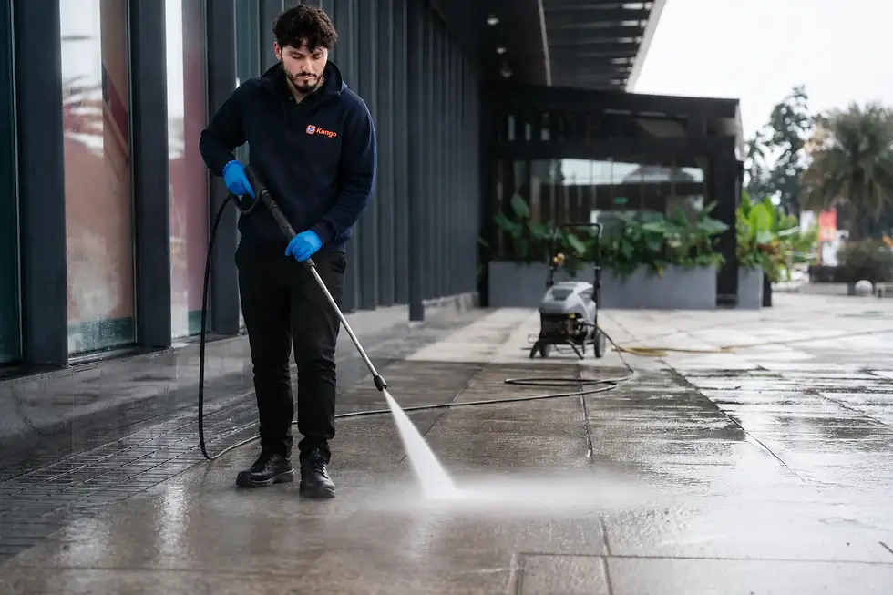 Pressure washing service cleaning exterior commercial surfaces