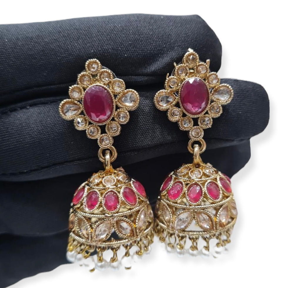 Thumbnail: Polki with pearls chumke earrings pair 