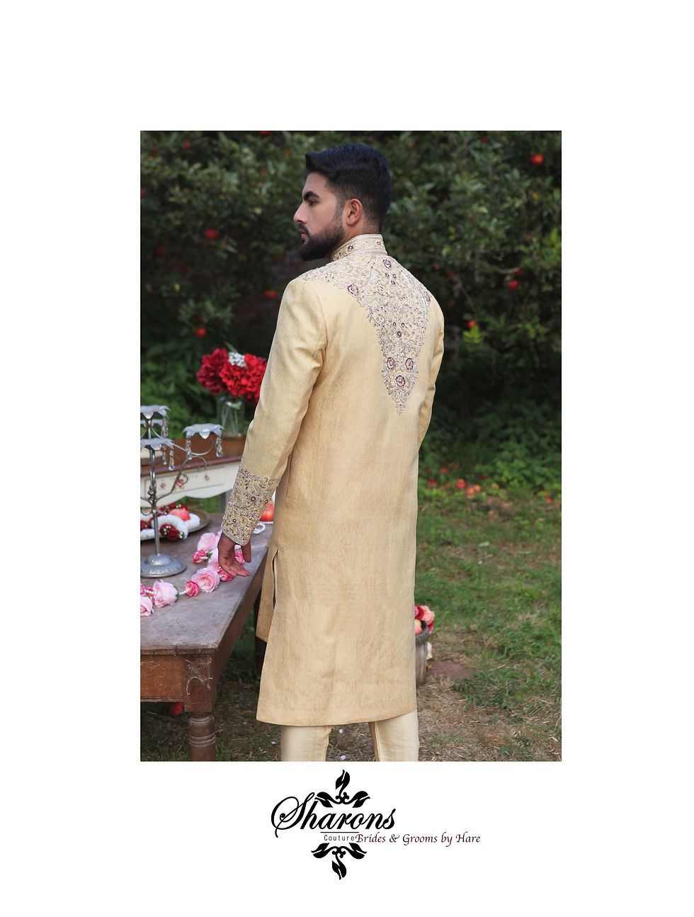 Thumbnail: Aashina gold brocade sherwani 