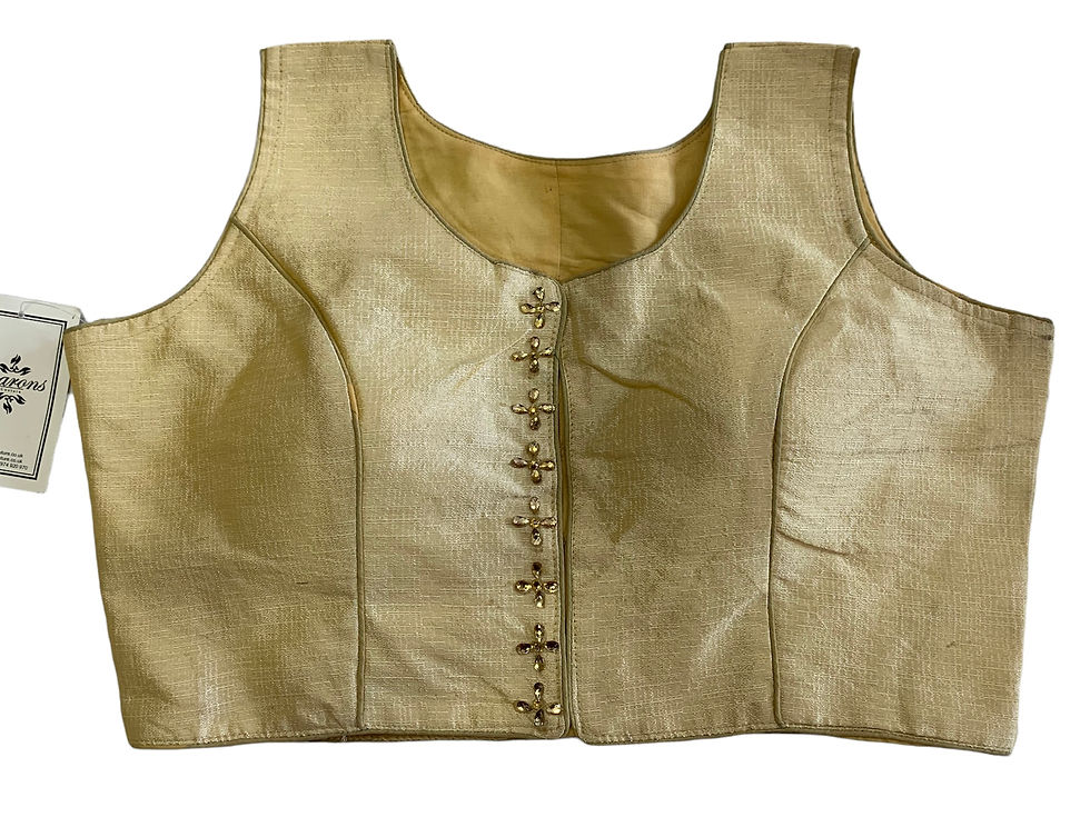 Thumbnail: Front hooks moon back blouse with antique diamantés 