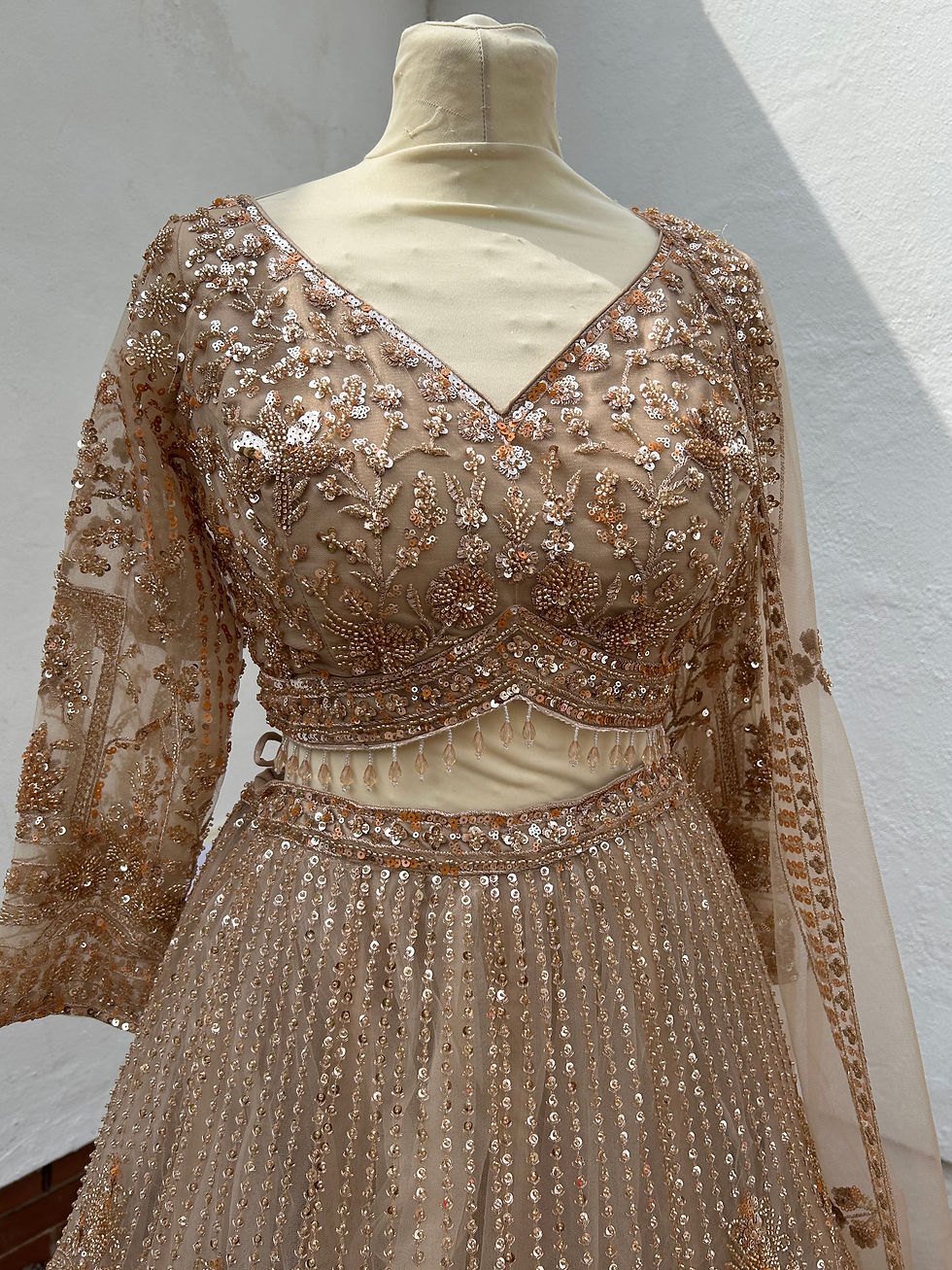 Thumbnail: Heavy sequin & beadwork zari embroidery lengha choli with dupatta 