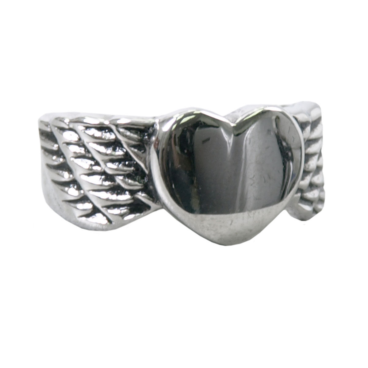 Hot Leather Ring -- Heart & Wings