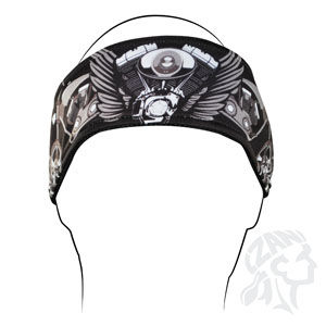 Zan Headband, Polyester, V-Twin Wings