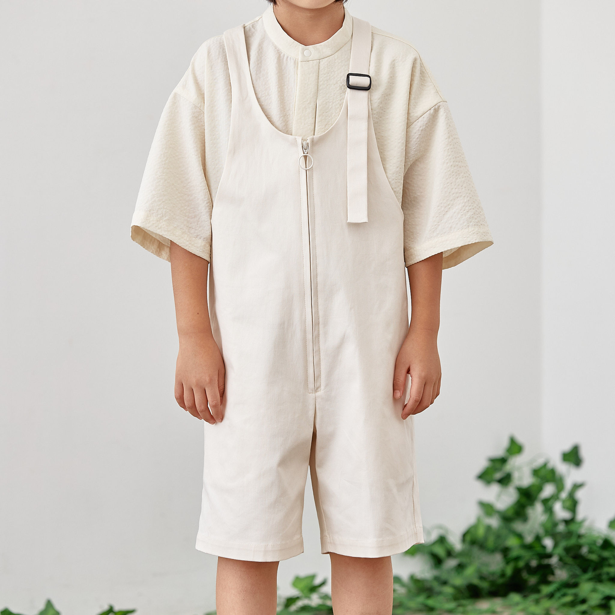 stretch pique salopette