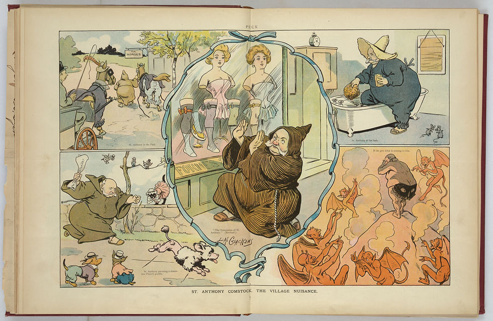Louis M. Glackens, “St. Anthony Comstock, the Village nuisance” (1906) Library of Congress. (Public Domain)