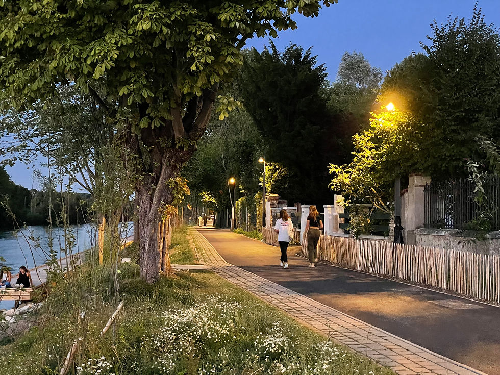 Eclairage public sur des berges renaturées