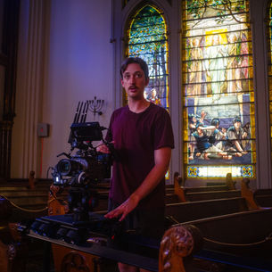 Nate Drew on the set of 7to8's Burden of Proof.