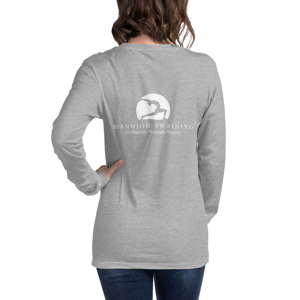 Thumbnail: Warrior Training Unisex Long Sleeve Tee (Full Logo Back; White Text)